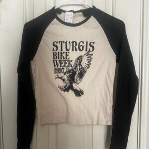 NWT Motorcycle baseball fitted tee J. Galt long-sleeve Brandy Melville Size OS